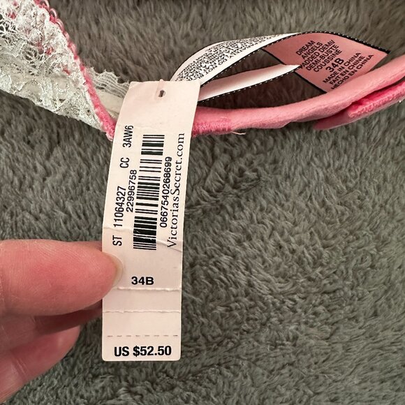 NWT Victoria's Secret Dream Angels Padded Demi Bra 34B Pink Stripe Push Up - Picture 4 of 5